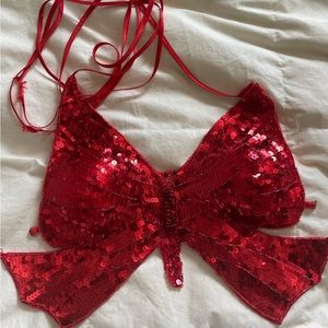Red Sequin 90s Butterfly Top